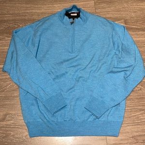 Peter Millar 100% Merino Wool lined quarter zip Size L Blue